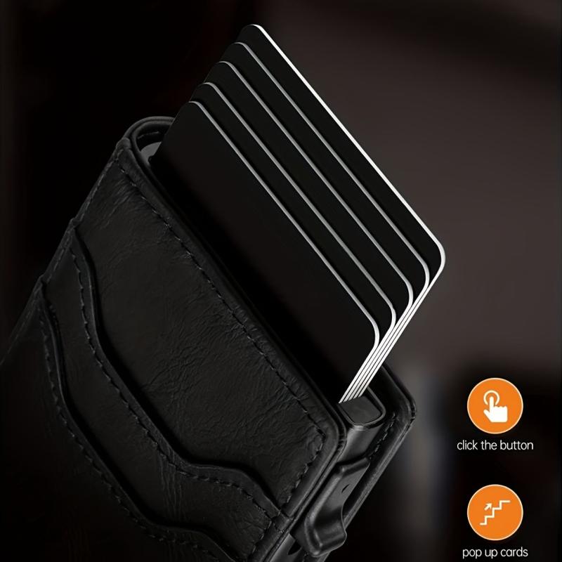 Men's RFID Card Holder Anti theft Aluminum Alloy Leather