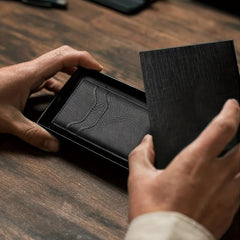 Men's RFID Card Holder Anti theft Aluminum Alloy Leather