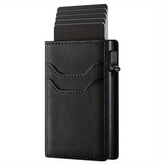 Men's RFID Card Holder Anti theft Aluminum Alloy Leather