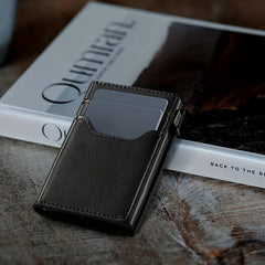 Men's RFID Card Holder Anti theft Aluminum Alloy Leather