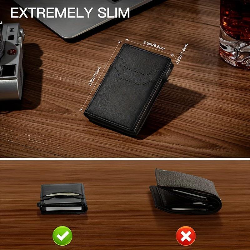 Men's RFID Card Holder Anti theft Aluminum Alloy Leather