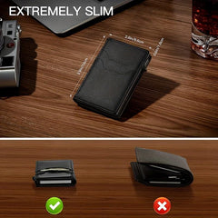 Men's RFID Card Holder Anti theft Aluminum Alloy Leather