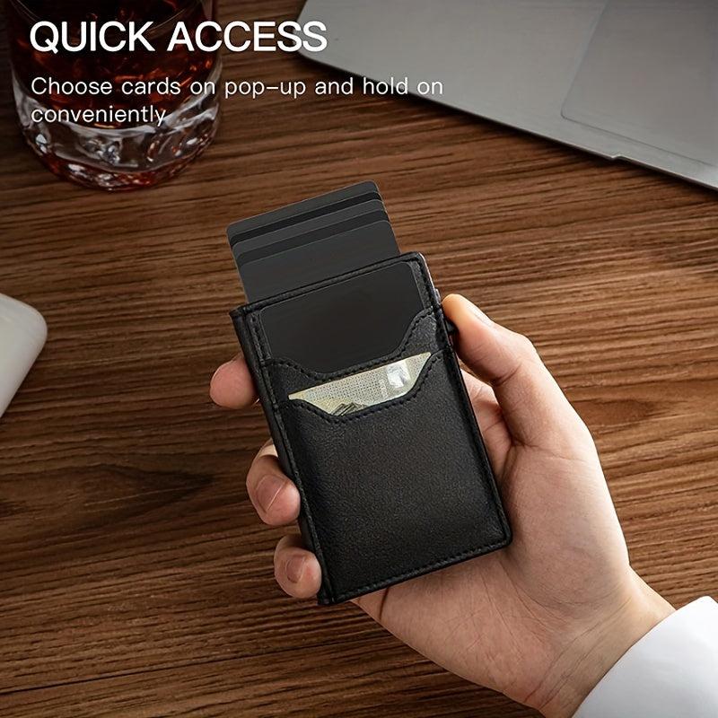 Men's RFID Card Holder Anti theft Aluminum Alloy Leather
