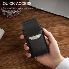 Men's RFID Card Holder Anti theft Aluminum Alloy Leather