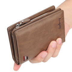Men's Short Vertical Wallet with Button Pocket