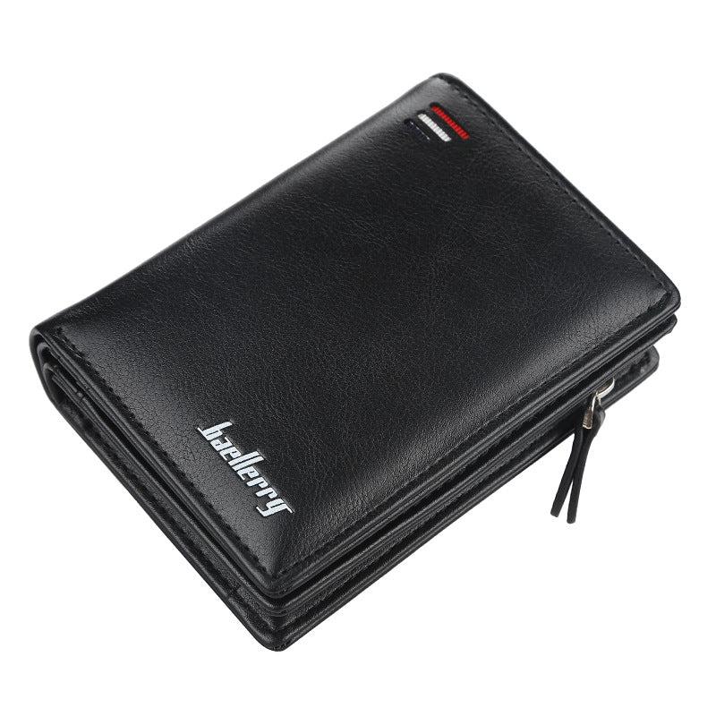 Men's Short Vertical Wallet with Button Pocket