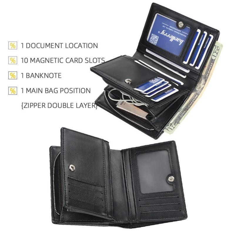 Men's Short Vertical Wallet with Button Pocket