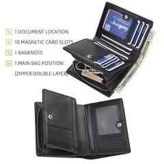 Men's Short Vertical Wallet with Button Pocket