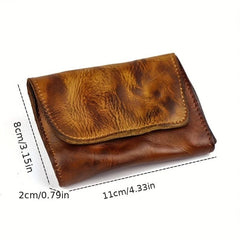 Men's Top Layer Cowhide Wallet Retro Leather Distressed Driver's Card Holder
