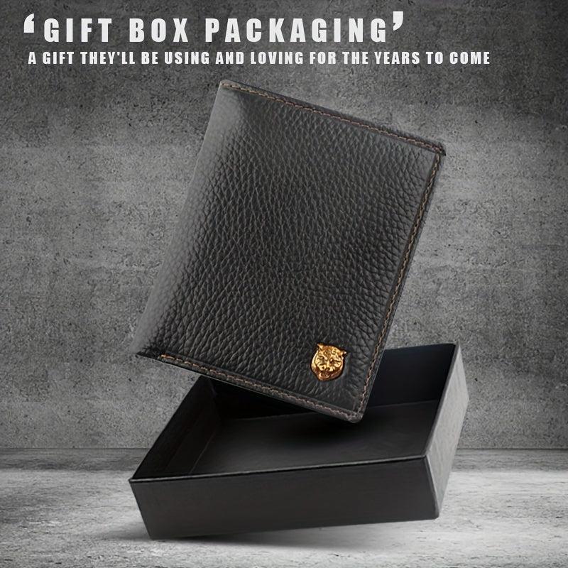 Men's Leather Short Wallet Top Layer Cowhide Business Wallet