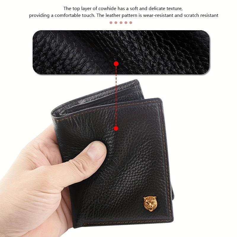 Men's Leather Short Wallet Top Layer Cowhide Business Wallet