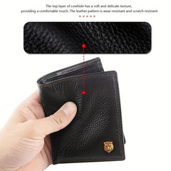 Men's Leather Short Wallet Top Layer Cowhide Business Wallet