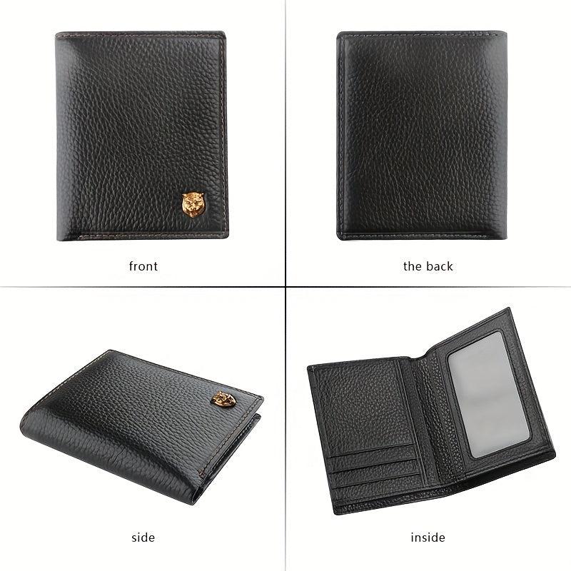Men's Leather Short Wallet Top Layer Cowhide Business Wallet