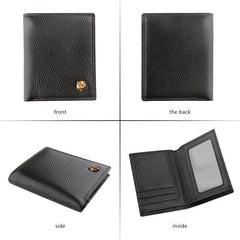 Men's Leather Short Wallet Top Layer Cowhide Business Wallet