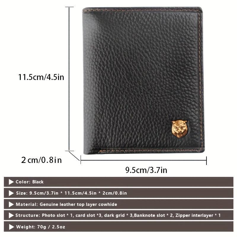 Men's Leather Short Wallet Top Layer Cowhide Business Wallet