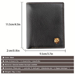 Men's Leather Short Wallet Top Layer Cowhide Business Wallet
