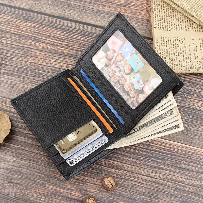 Men's Leather Short Wallet Top Layer Cowhide Business Wallet