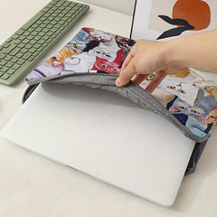 Kitten Oil Painting Laptop Bag Soft Cover Computer Zipper Case