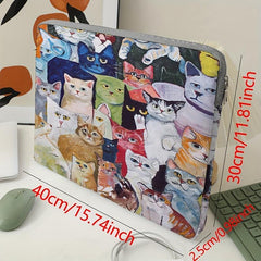 Kitten Oil Painting Laptop Bag Soft Cover Computer Zipper Case