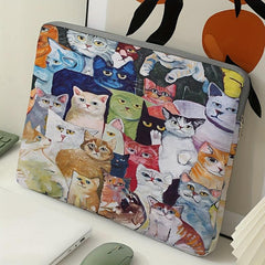 Kitten Oil Painting Laptop Bag Soft Cover Computer Zipper Case