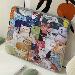 Kitten Oil Painting Laptop Bag Soft Cover Computer Zipper Case