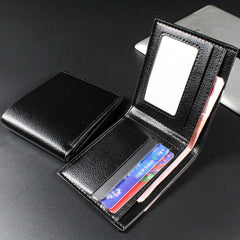 Men's PU Leather Short Wallet Multiple Card Slots Clip Large Capacity Great Gift