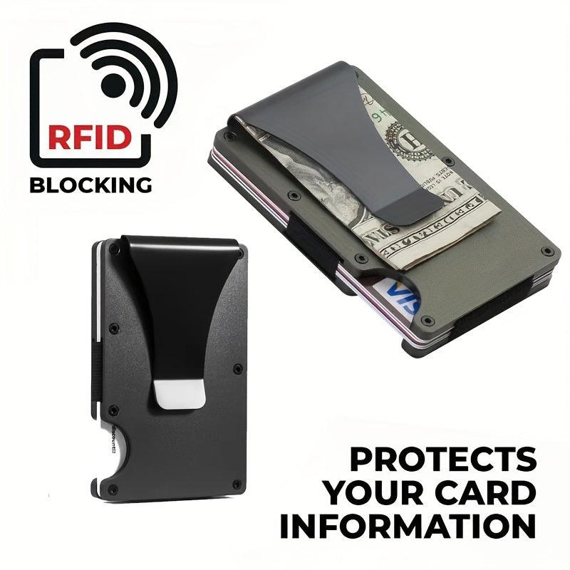 Men's Slim Wallet RFID Blocking Credit Card Holder Aluminum Alloy Wallet