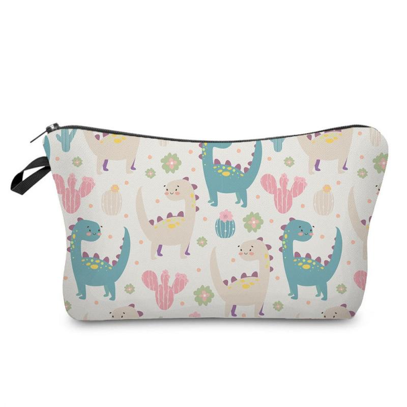 Dino Pattern Zipper Storage Bag Cosmetics Pouch