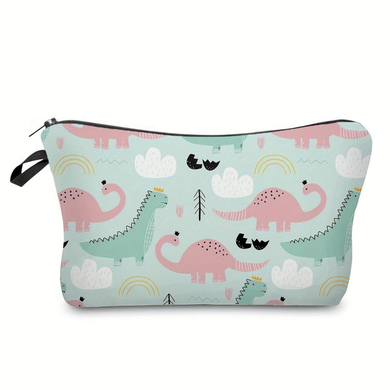 Dino Pattern Zipper Storage Bag Cosmetics Pouch