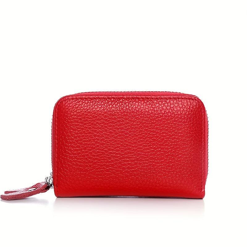 RFID Blocking Double Zipper Leather Card Holder Wallet