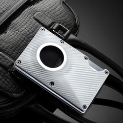 Carbon Fiber Card Holder Anti Theft Wallet Metal Clip