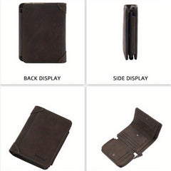 Men's Short Wallet with Card Slots Zipper Coin Purse Father's Gift