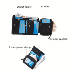 Men's Short Wallet with Card Slots Zipper Coin Purse Father's Gift