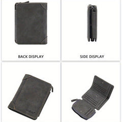Men's Short Wallet with Card Slots Zipper Coin Purse Father's Gift