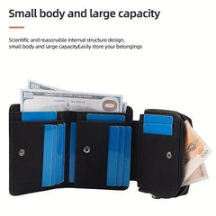 Men's Short Wallet with Card Slots Zipper Coin Purse Father's Gift