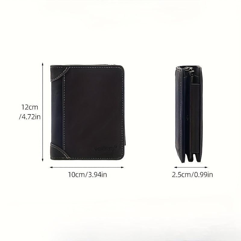Men's Short Wallet with Card Slots Zipper Coin Purse Father's Gift