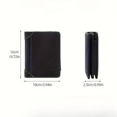 Men's Short Wallet with Card Slots Zipper Coin Purse Father's Gift