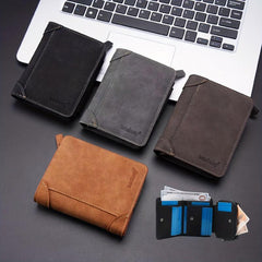 Men's Short Wallet with Card Slots Zipper Coin Purse Father's Gift