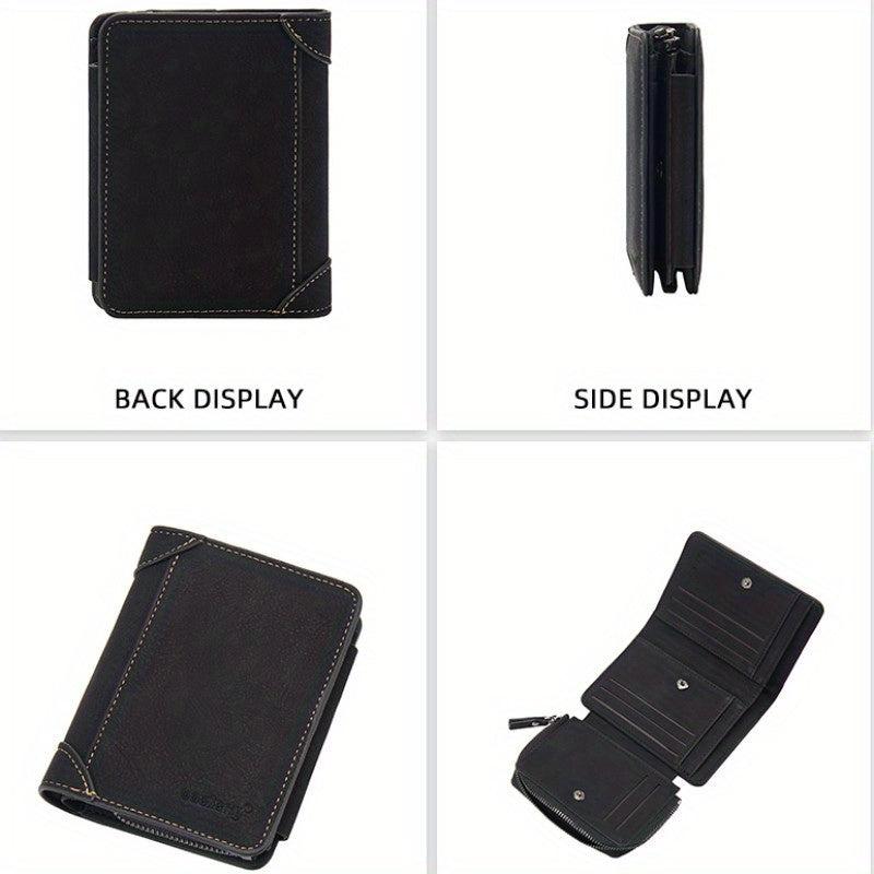 Men's Short Wallet with Card Slots Zipper Coin Purse Father's Gift