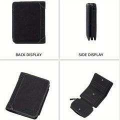 Men's Short Wallet with Card Slots Zipper Coin Purse Father's Gift