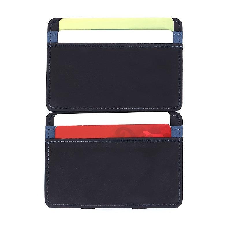 Men's Leather Magic Wallet Money Clips Elastic Band Slim Purse