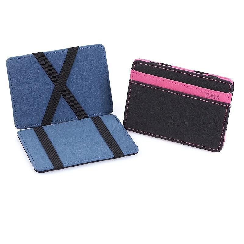 Men's Leather Magic Wallet Money Clips Elastic Band Slim Purse