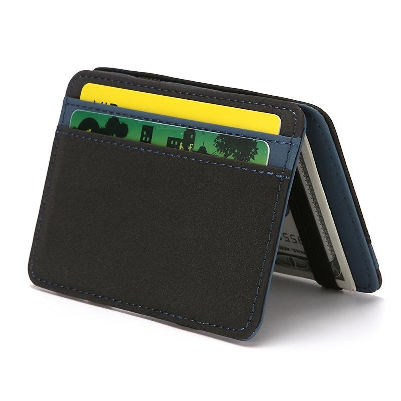 Men's Leather Magic Wallet Money Clips Elastic Band Slim Purse