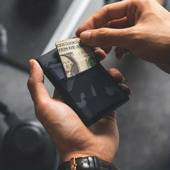 Men's Camo Pop Up Card Holder with Money Pocket Minimalist Aluminum Wallet