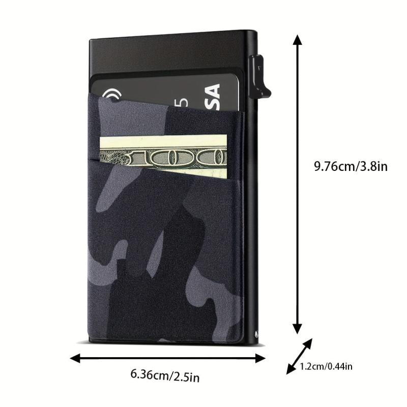 Men's Camo Pop Up Card Holder with Money Pocket Minimalist Aluminum Wallet