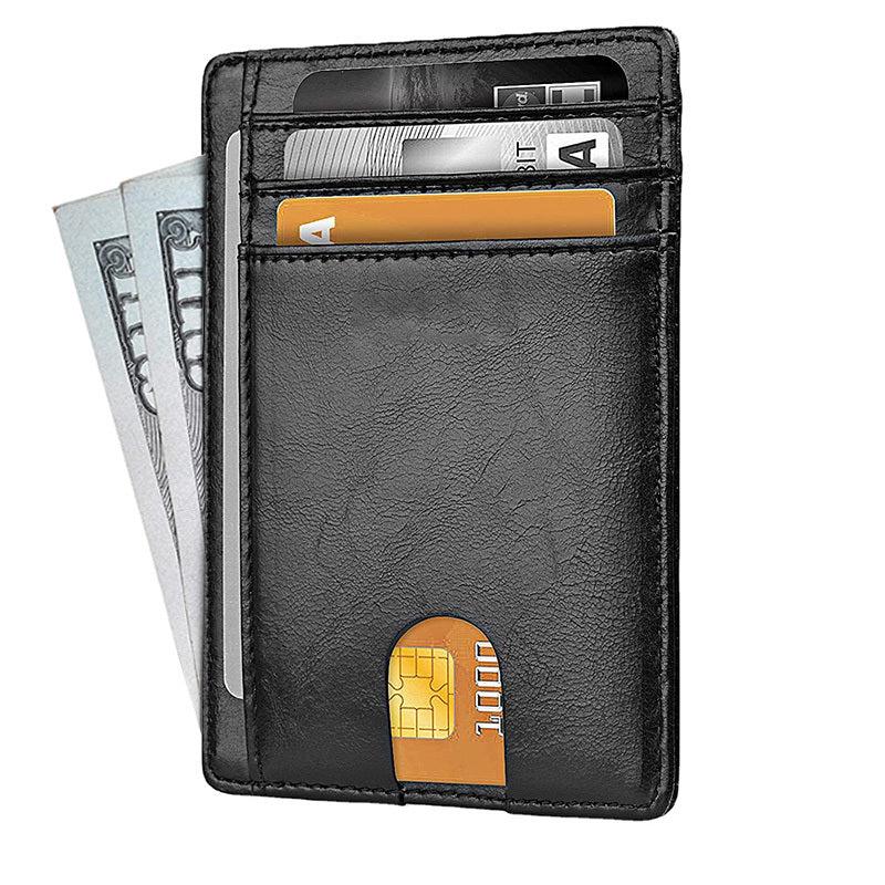 RFID Blocking Leather Slim Front Pocket Wallet for Men