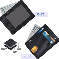 RFID Blocking Leather Slim Front Pocket Wallet for Men