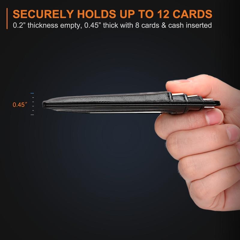 RFID Blocking Leather Slim Front Pocket Wallet for Men