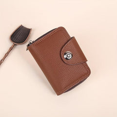 Men's Vintage Leather Zipper Card Holder Wallet