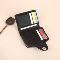 Men's Vintage Leather Zipper Card Holder Wallet